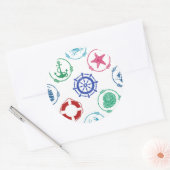 Colorful Nautical Pattern Ronde Sticker (Envelop)