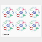Colorful Nautical Pattern Ronde Sticker (Vel)