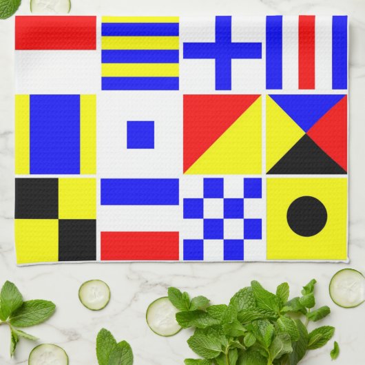 Colorful Nautical Signal Flagpatroon Theedoek (Gevouwen)