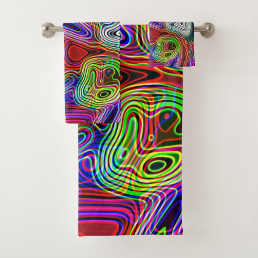 Colorful Neon Bright Abstract patroon Bad Handdoek (Insitu)