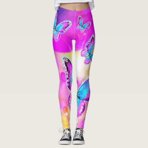 Colorful Neon Butterflies Leggings