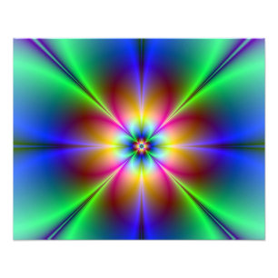 Colorful Neon Daisy Foto afdrukken Afdruk