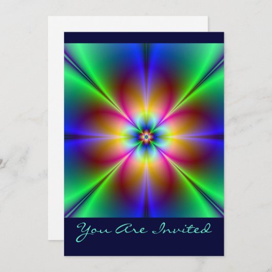 Colorful Neon Daisy Kaart (Voorkant / Achterkant)