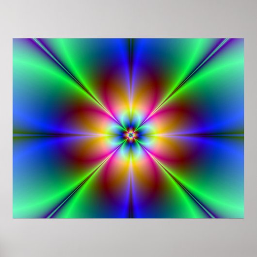 Colorful Neon Daisy Poster (Voorkant)