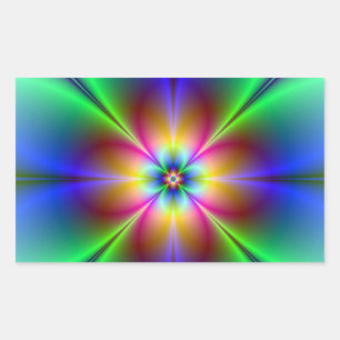 Colorful Neon Daisy Rechthoekige Sticker