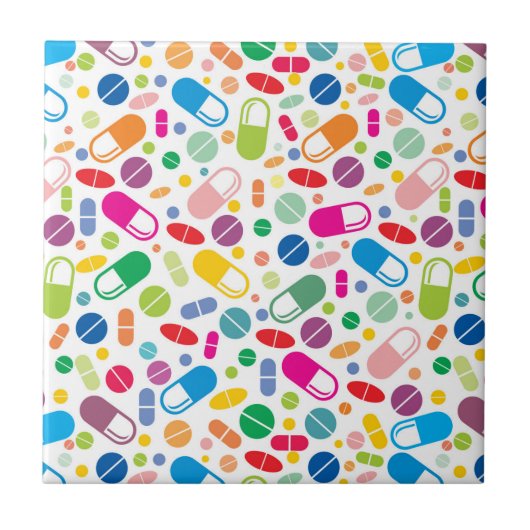 Colorful Neon Drug Patroon Tegeltje (Voorkant)