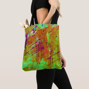 Colorful Neon Green Abstract Splatter Paint Draagtas