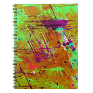 Colorful Neon Green Abstract Splatter Paint Notitieboek