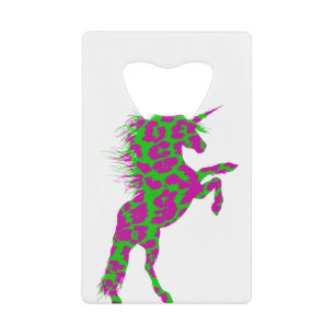 Colorful Neon Leopard Print Unicorn Kredietkaart Flessenopener