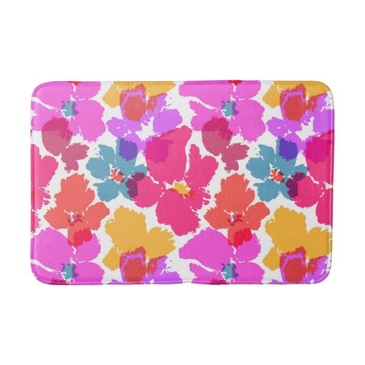 Colorful Neon Modern Flower Pattern Badmat (Voorkant)