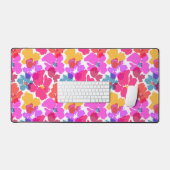 Colorful Neon Modern Flower Pattern Bureaumat (Keyboard & Muis)