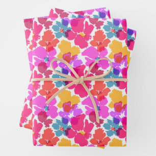 Colorful Neon Modern Flower Pattern Inpakpapier Vel