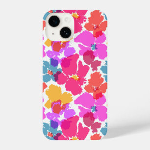 Colorful Neon Modern Flower Pattern iPhone 14 Hoesje