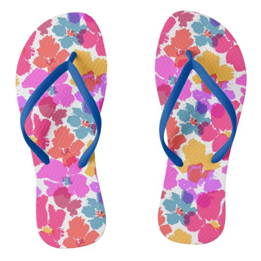 Colorful Neon Modern Flower Pattern Teenslippers (Voetbed)