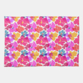 Colorful Neon Modern Flower Pattern Theedoek (Horizontaal)