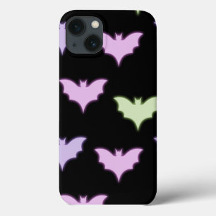 Colorful Neon Pink Paars Green Bats Halloween Mo iPhone 13 Hoesje