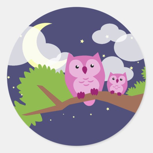 Colorful Night Owl Ronde Sticker (Voorkant)