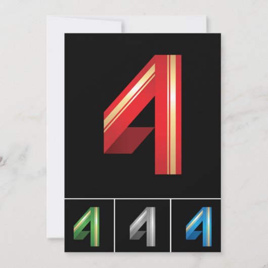 Colorful Number Vier Uitnodigingen (Voorkant)