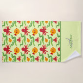 Colorful Ocean Creatings Monogrammed Pattern Strandlaken (Voorkant)