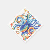 Colorful Octopus Waterverf Art Servet (Hoek)