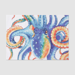Colorful Octopus Waterverf Art Tissuepapier
