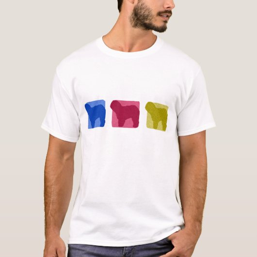 Colorful Old English Sheepdog Silhouettes TShirt (Voorkant)