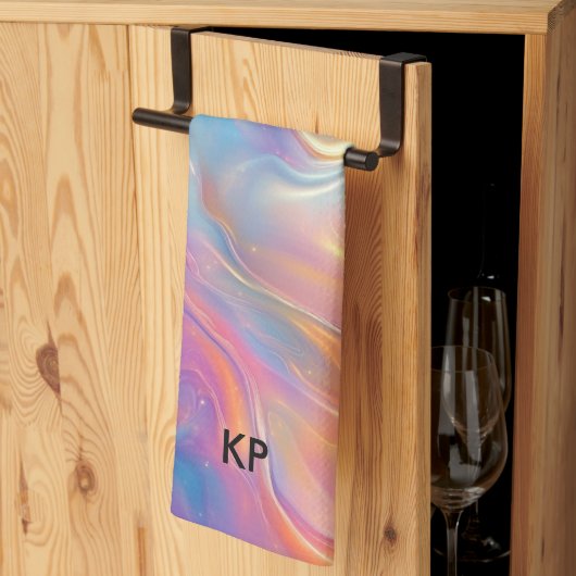 Colorful opal swirly flowing marble texture theedoek (Derde Gevouwen)