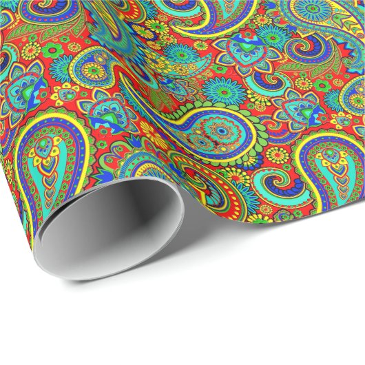 Colorful Orante Paisley Cadeaupapier (Rol Hoek)