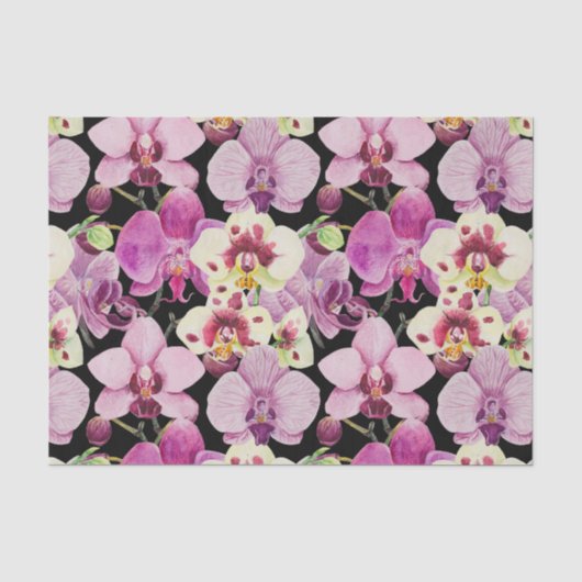 Colorful Orchid Flower Pattern Tissuepapier (Voorkant)