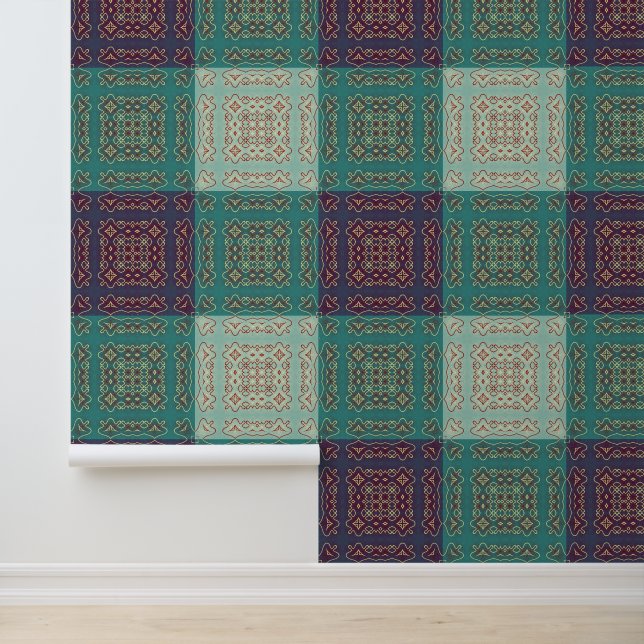 Colorful Ornamental Folk-Inspired Behang (Applicatie)