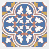 Colorful Ornamental Tegel Pattern Vierkante Sticker (Voorkant)