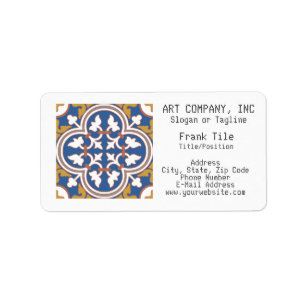 Colorful Ornamental Tile Patroon Etiket