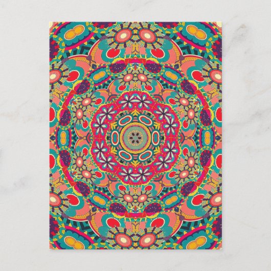 Colorful Ornate Kaleidoscope Mandala Pattern Briefkaart (Voorkant)