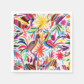 Colorful Otomi Print Cocktail Napkins Servet