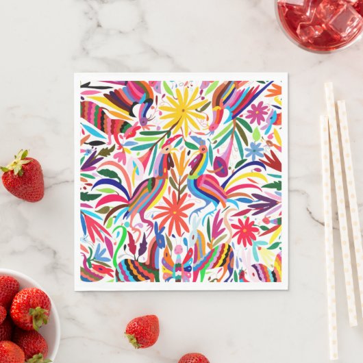 Colorful Otomi Print Paper Napkins Servet (Insitu)