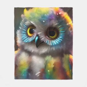 Colorful Owl Fleece Deken