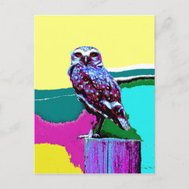 Colorful Owl op een post Posterization Briefkaart