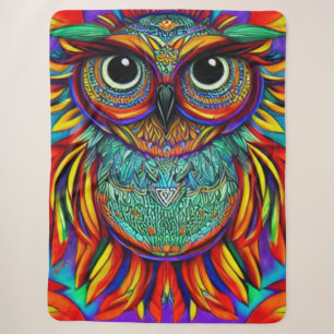 Colorful Owl Sherpa Blanket Deken