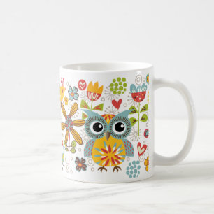 Colorful Owls and Flowers Happy Mok
