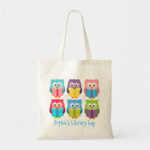 Colorful owls die de Canvas tas van de bibliotheek