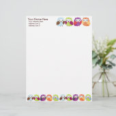 Colorful Owls Letterhead Briefhoofd Sjabloon (Staand voorkant)