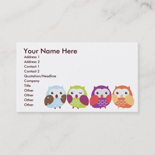 Colorful Owls Visitekaartjes (Voorkant)