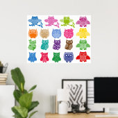 Colorful Owls Wise Birds Poster (Thuiskantoor)