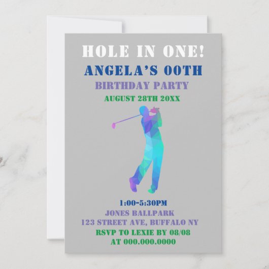 Colorful Paint Golf Thème Anniversaire Invitations (Devant)