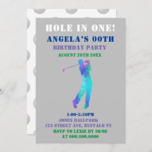 Colorful Paint Golf Thème Anniversaire Invitations