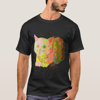 Colorful Paint Splash Realistic British Shorthair T-shirt