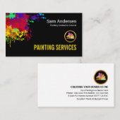 Colorful Paint Splatter Home Painter Service Visitekaartje (Voorkant / Achterkant)
