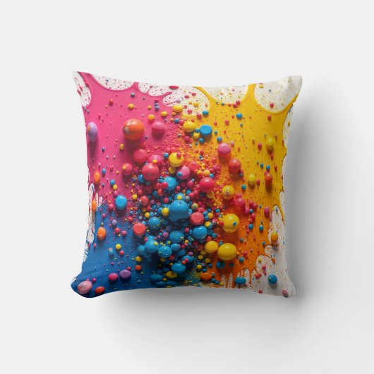 Colorful Paint Splatter Pillow Kussen (Voorkant)