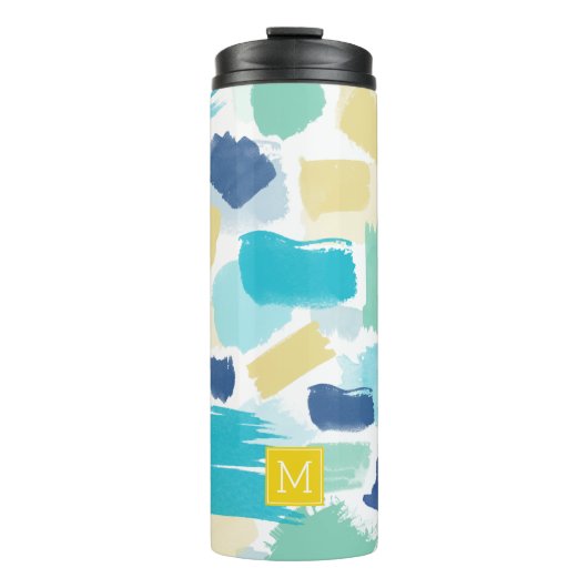 Colorful Paint Strokes en Monogram Thermosbeker (Voorkant)
