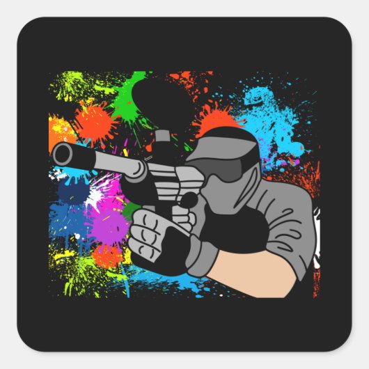 Colorful Paintball Motif Vierkante Sticker (Voorkant)